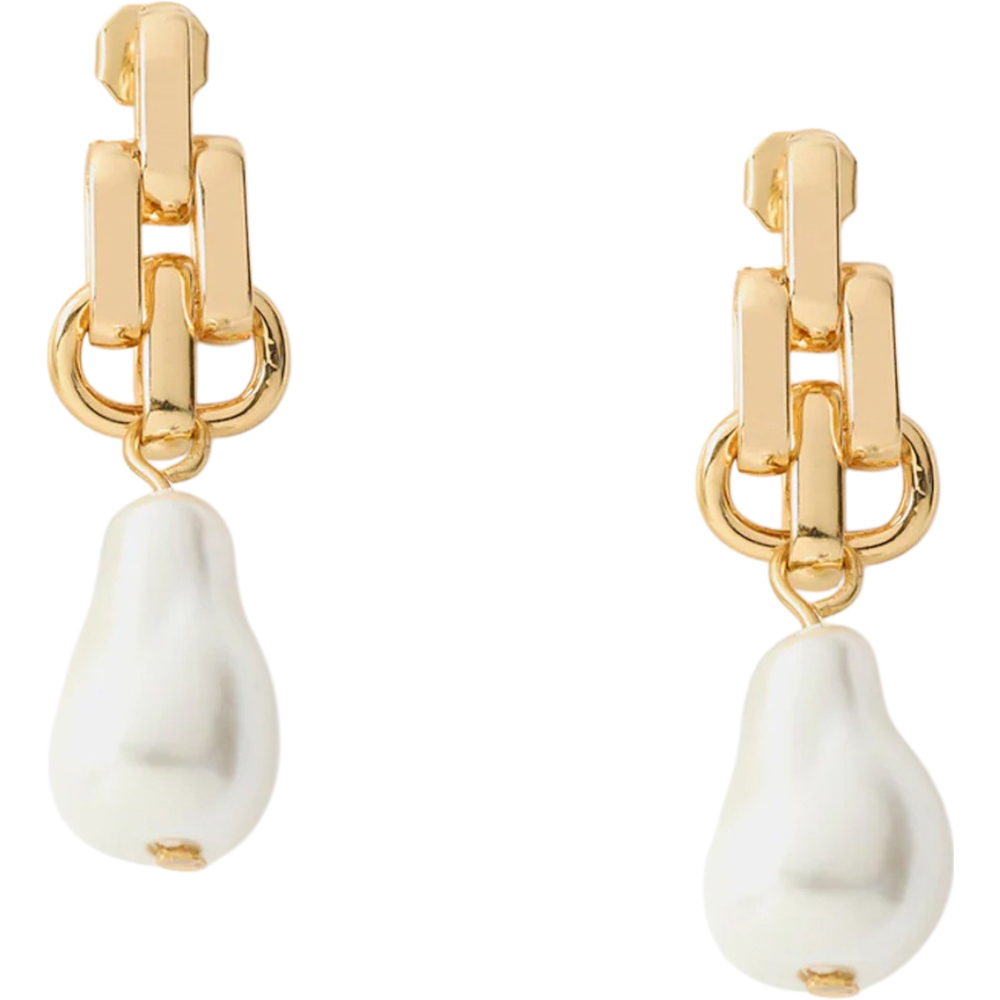 Mint Velvet Gold Tone Pearl Drop Earrings